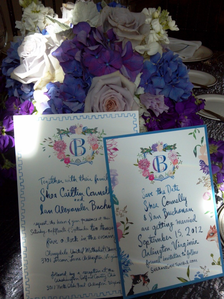 Whimsical wedding invitation by Happy Menocal
