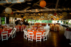 Bumper Car Pavilion Glen Echo Park wedding reception orange fuchsia lanterns