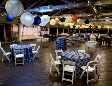 50th birthday party Glen Echo Park orange blue white