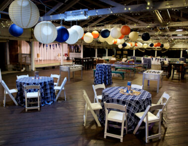 50th birthday party Glen Echo Park orange blue white