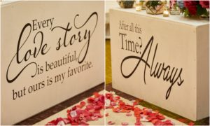 wedding ceremony aisle poem decals boxes